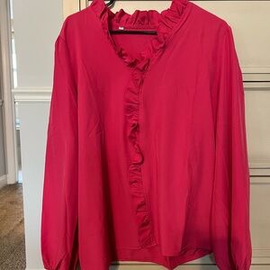 Elegant Ruffled Pink Blouse